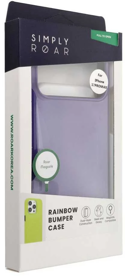 ROAR dėklas RAINBOW BUMPER suderinamas su MagSafe, skirtas IPHONE 17 Pro Max violetinė