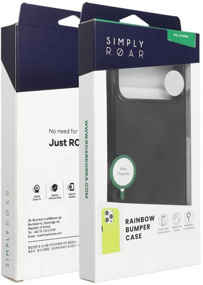 ROAR dėklas RAINBOW BUMPER, suderinamas su MagSafe, skirtas IPHONE 15, juodas