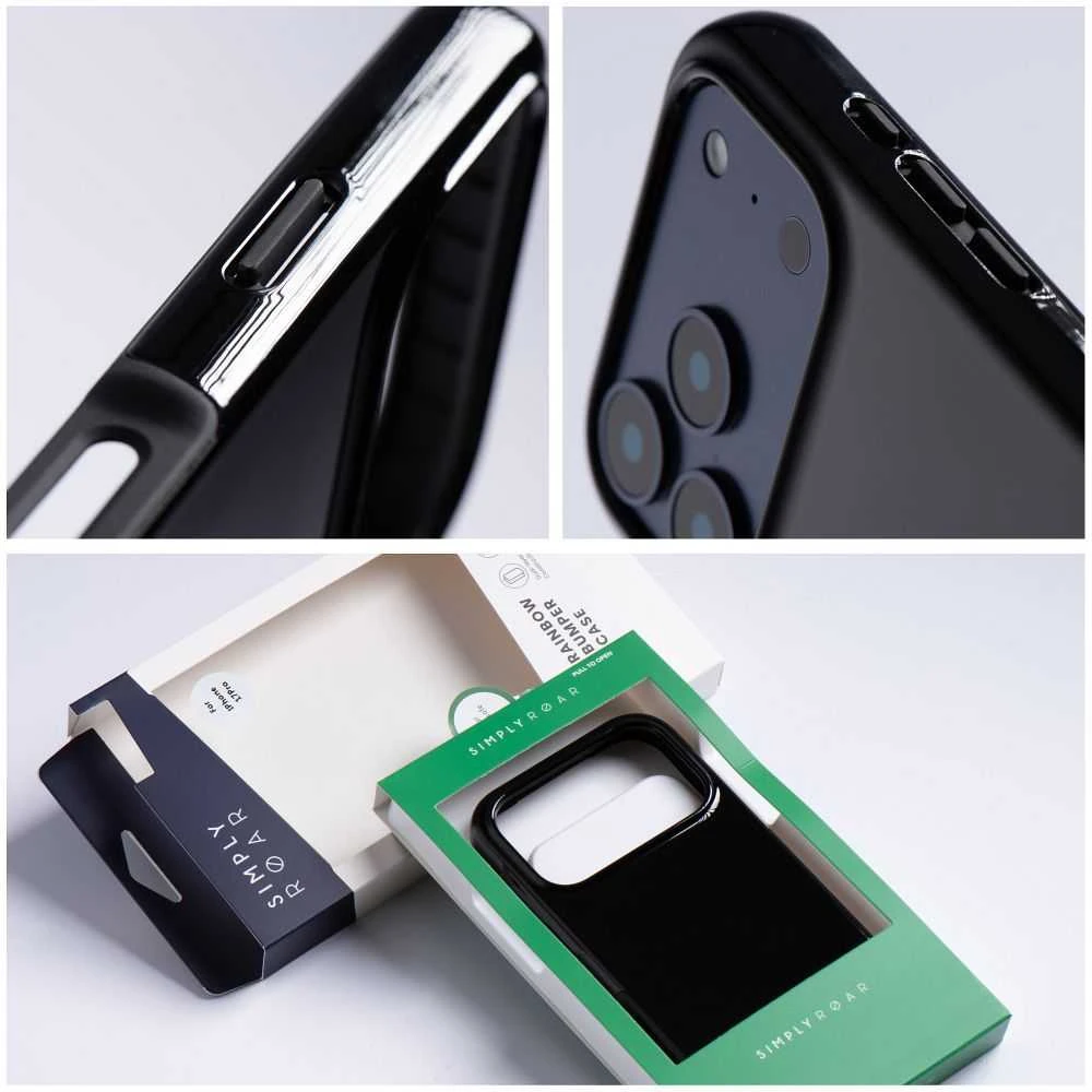 ROAR dėklas RAINBOW BUMPER, suderinamas su MagSafe, skirtas IPHONE 16 Pro Max, juodas