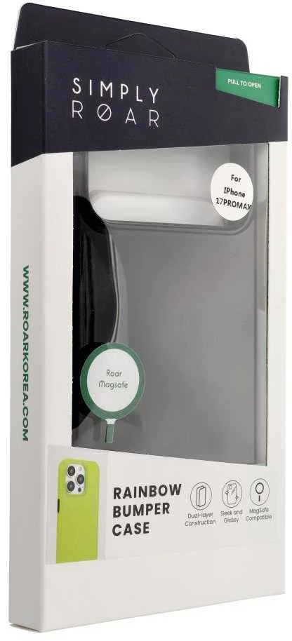 ROAR case RAINBOW BUMPER compatible with MagSafe for IPHONE 17 Pro Max juodas