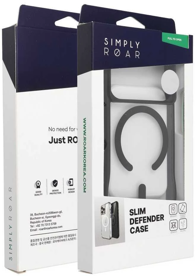 ROAR dėklas SLIM DEFENDER, suderinamas su „MagSafe“, skirtas IPHONE 16 Pro, juodas