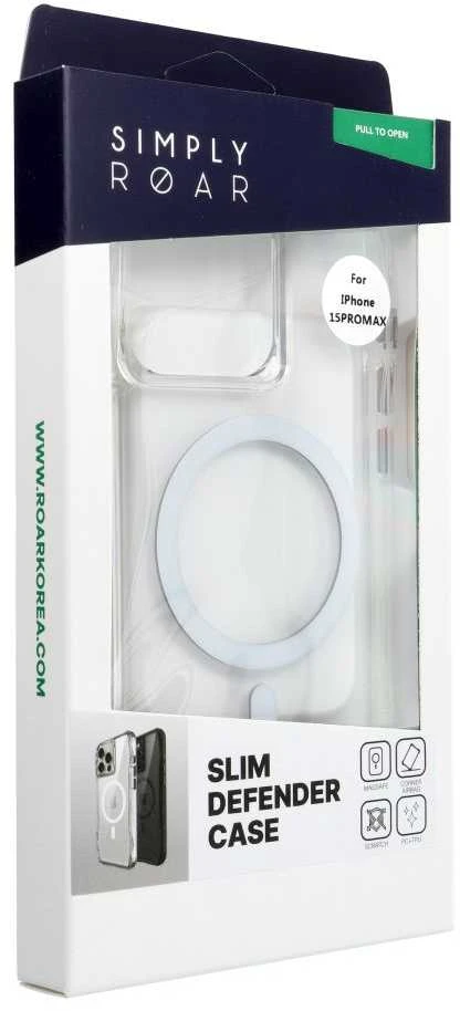 ROAR dėklas SLIM DEFENDER, suderinamas su „MagSafe“, skirtas IPHONE 15 Pro Max, skaidrus