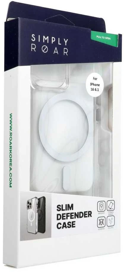 ROAR dėklas SLIM DEFENDER, suderinamas su „MagSafe“, skirtas IPHONE 16, skaidrus