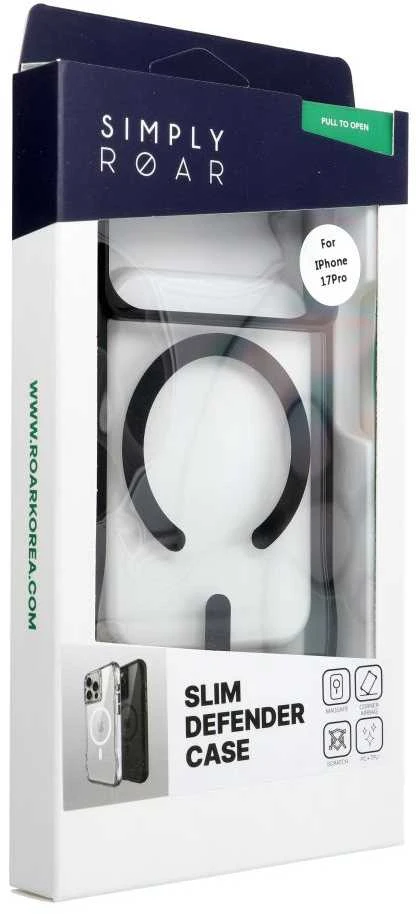 ROAR case SLIM DEFENDER compatible with MagSafe for IPHONE 17 Pro juodas
