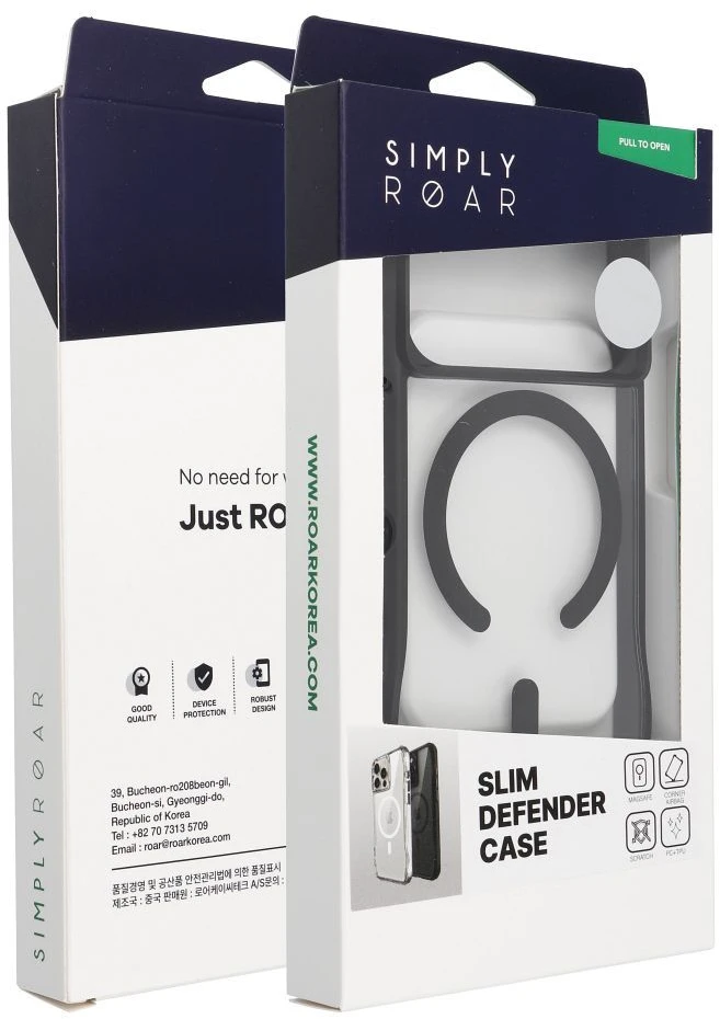 ROAR dėklas SLIM DEFENDER, suderinamas su MagSafe, skirtas IPHONE 18 Pro Max / 17 Pro Max, juodas