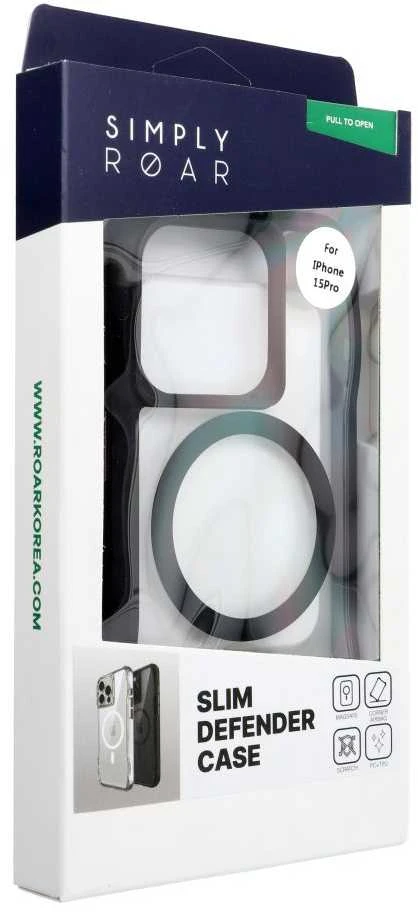 ROAR dėklas SLIM DEFENDER, suderinamas su „MagSafe“, skirtas IPHONE 15 Pro, juodas