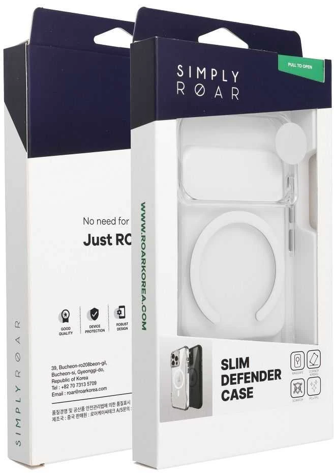 ROAR dėklas SLIM DEFENDER, suderinamas su „MagSafe“, skirtas IPHONE 15, skaidrus