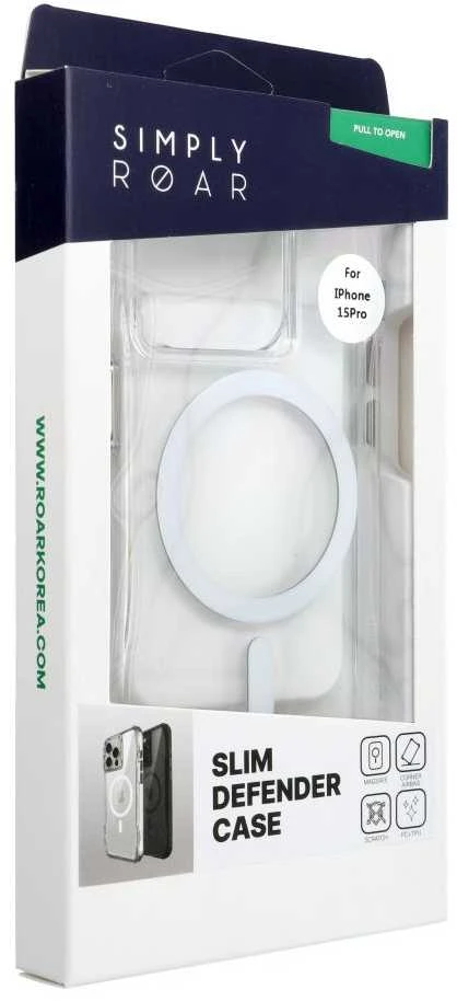 ROAR dėklas SLIM DEFENDER, suderinamas su „MagSafe“, skirtas IPHONE 15 Pro, skaidrus