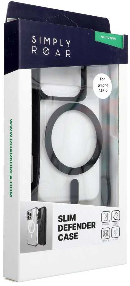 ROAR dėklas SLIM DEFENDER, suderinamas su „MagSafe“, skirtas IPHONE 16 Pro, juodas