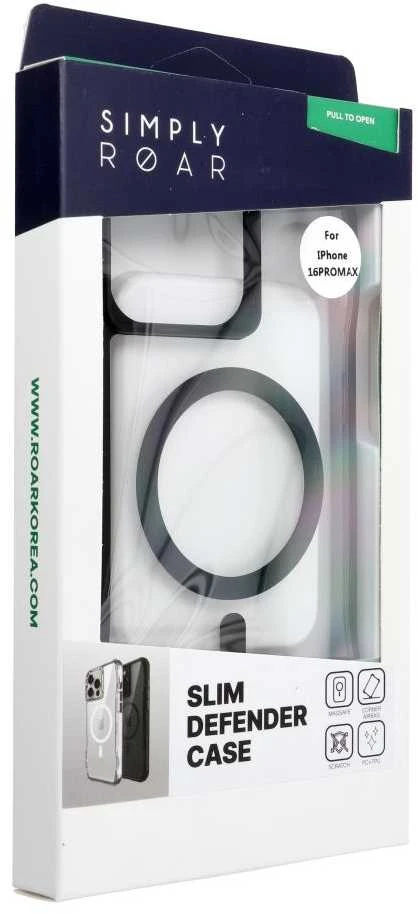ROAR dėklas SLIM DEFENDER, suderinamas su „MagSafe“, skirtas IPHONE 16 Pro Max, juodas