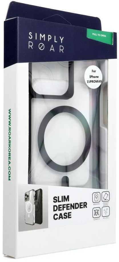 ROAR case SLIM DEFENDER compatible with MagSafe for IPHONE 15 Pro Max juodas