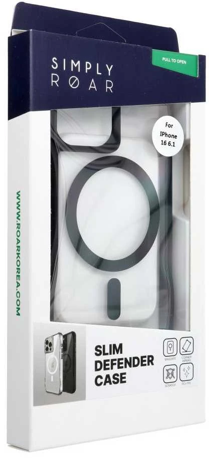 ROAR dėklas SLIM DEFENDER, suderinamas su „MagSafe“, skirtas IPHONE 16, juodas