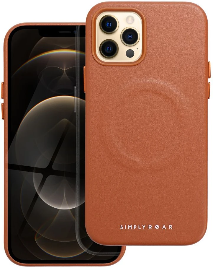ROAR dėklas LEATHER MAG, suderinamas su MagSafe, skirtas IPHONE 12 Pro Brown