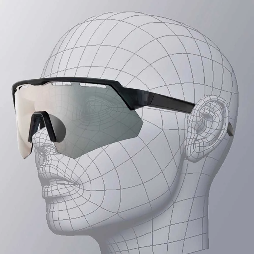 Rockbros Polarized dviratininko akiniai su UV apsauga ir Corrective Insert – pilkos spalvos