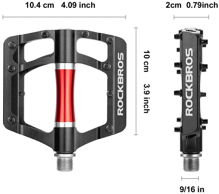 Rockbros 2020-12CBK platforminiai aliuminio dviračių pedalai - Juodas