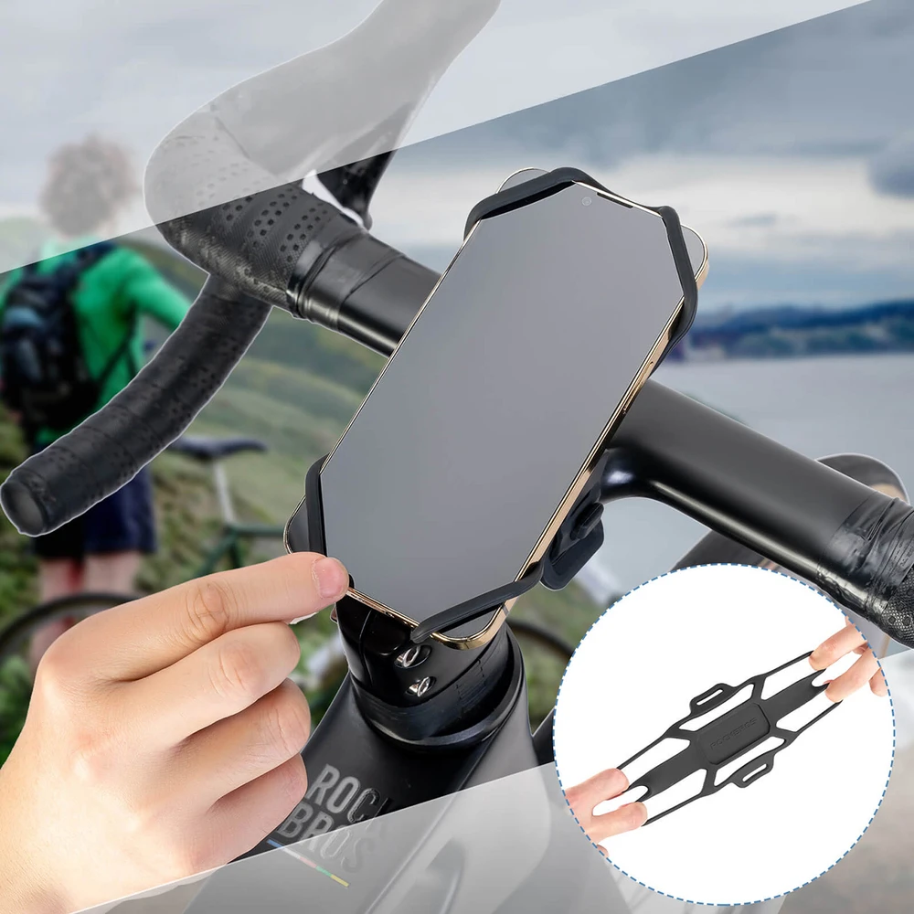 Rockbros 250015001 silicone clamp phone holder - juodas