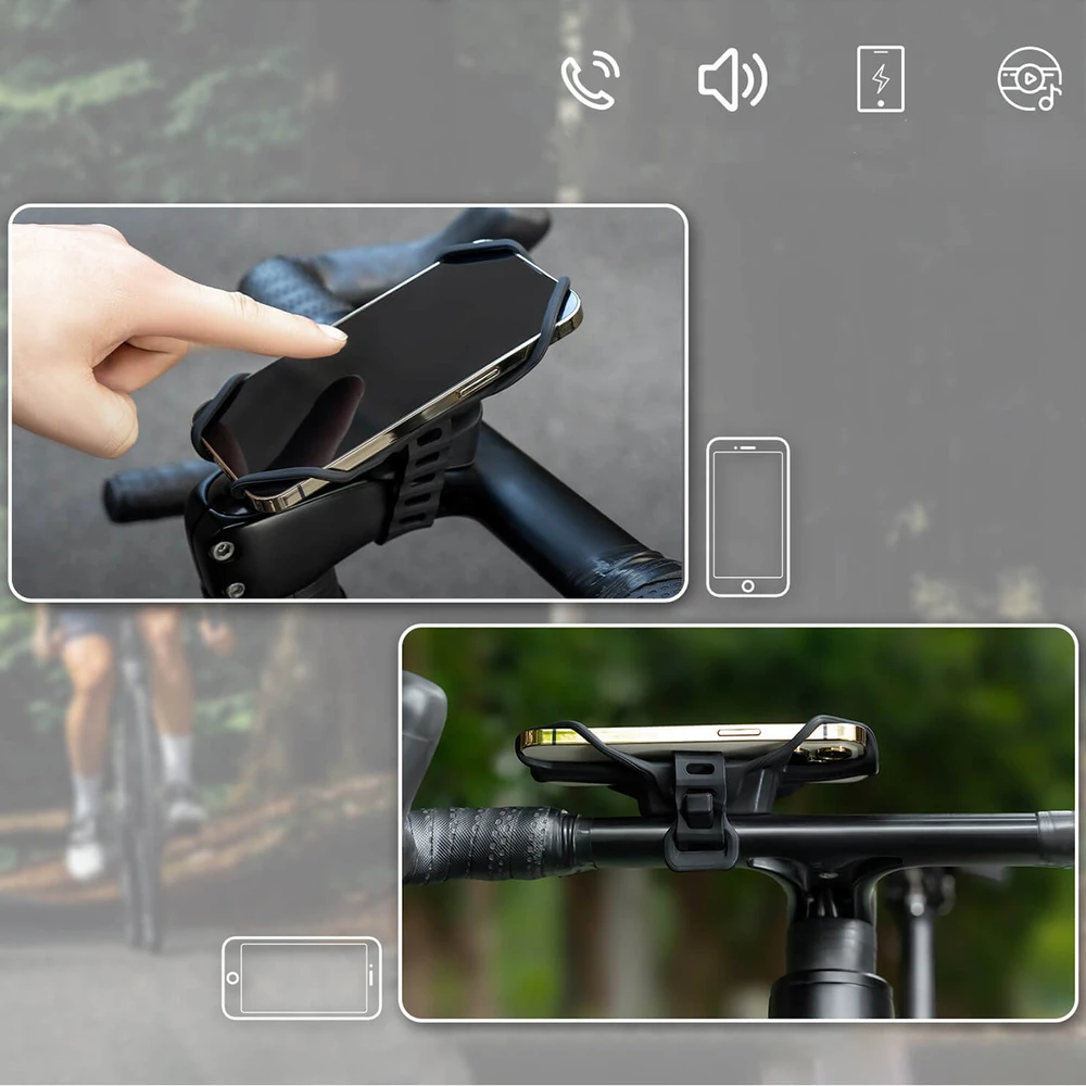 Rockbros 250015001 silicone clamp phone holder - juodas