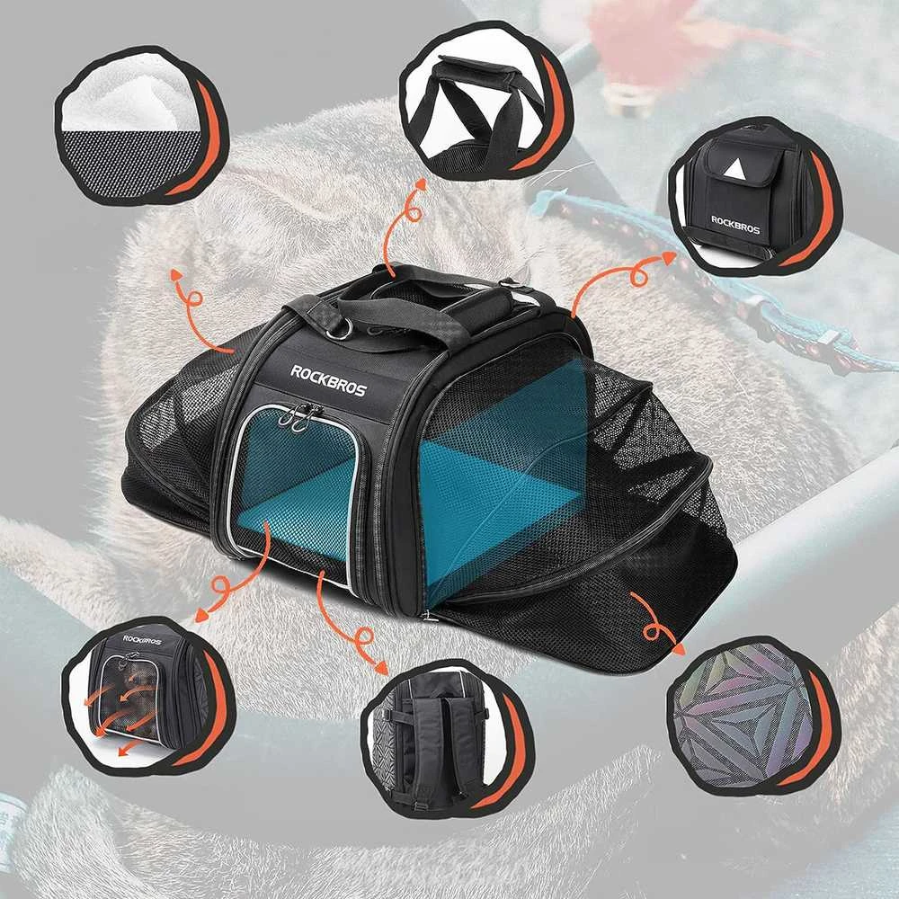 Rockbros 30140028001 transport krepšys dviračiui for cats and dogs – juodos spalvos