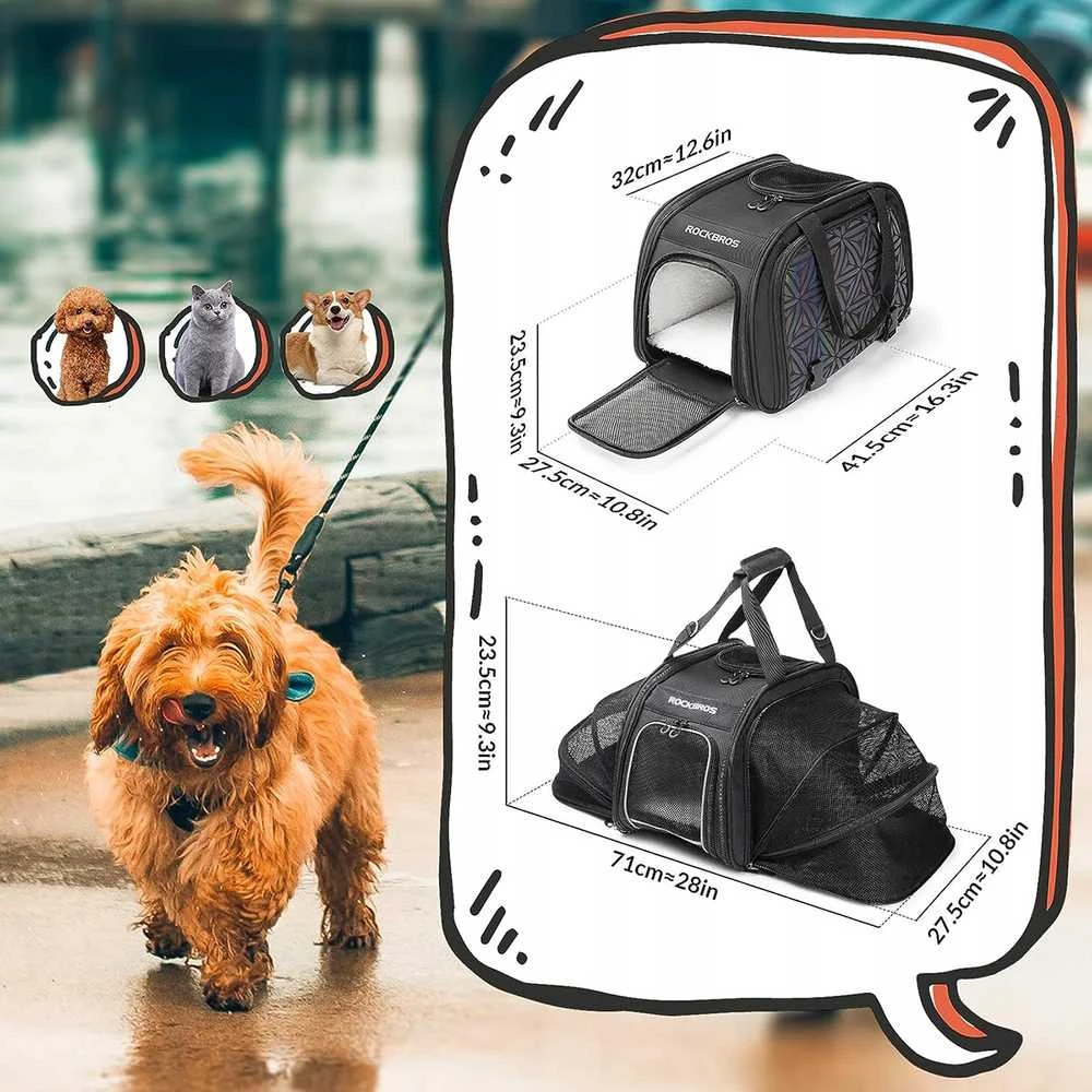 Rockbros 30140028001 transport krepšys dviračiui for cats and dogs – juodos spalvos