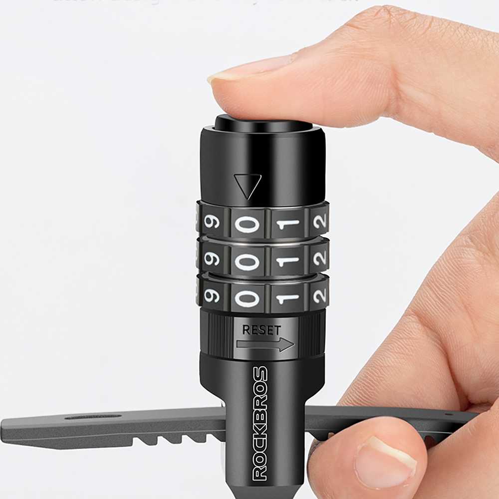 Rockbros 3240001001 bicycle lock for 0.5 m combination – juodos spalvos