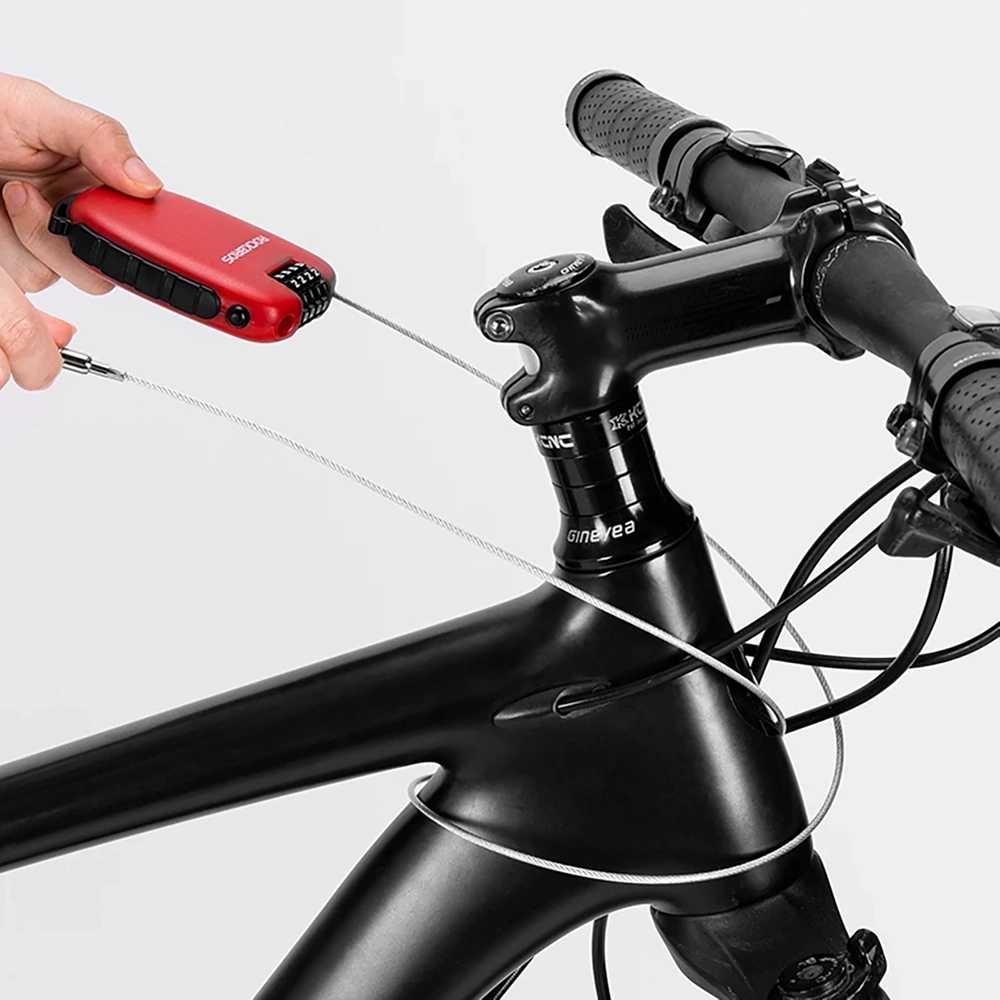 Rockbros 32420981001 bicycle lock with retractable cable – red