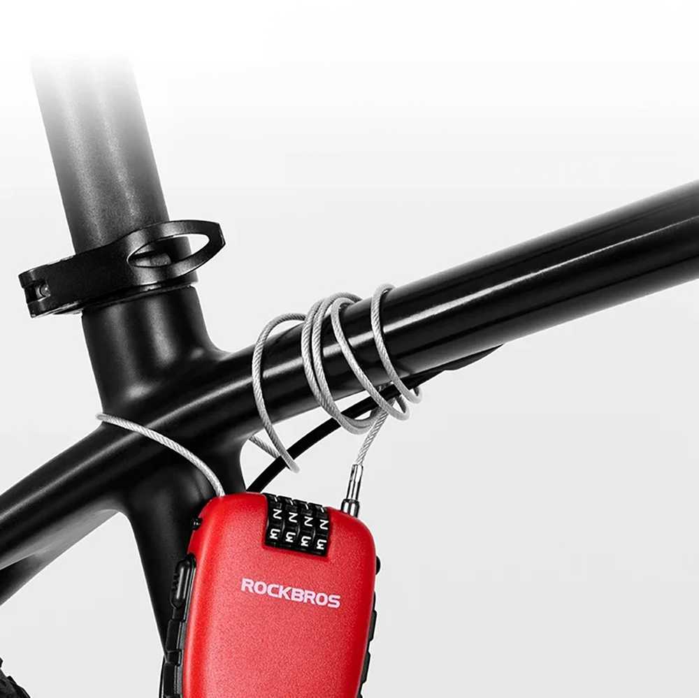 Rockbros 32420981001 bicycle lock with retractable cable – red