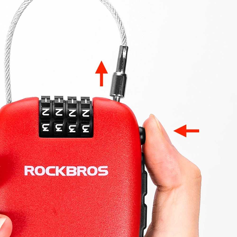 Rockbros 32420981001 bicycle lock with retractable cable – red