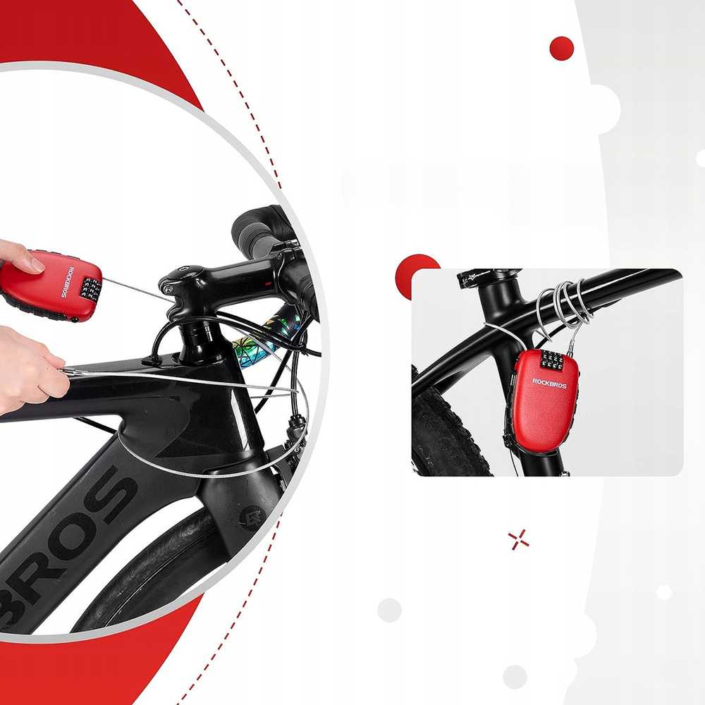 Rockbros 32420981001 bicycle lock with retractable cable – red