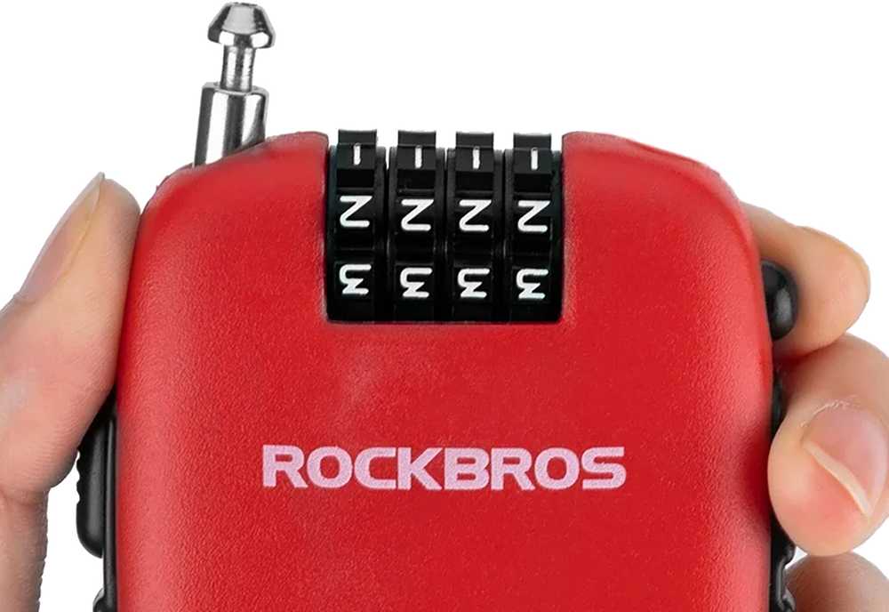 Rockbros 32420981001 bicycle lock with retractable cable – red