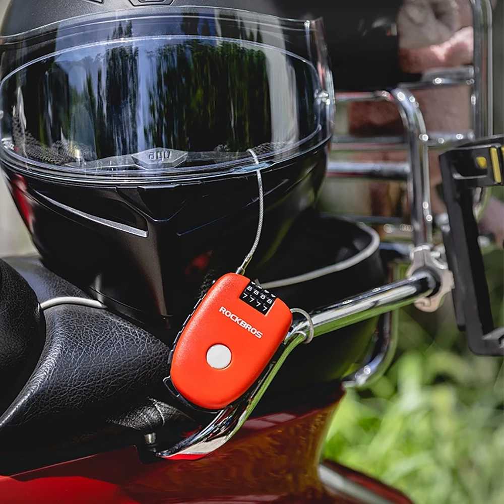 Rockbros 32420981001 bicycle lock with retractable cable – red