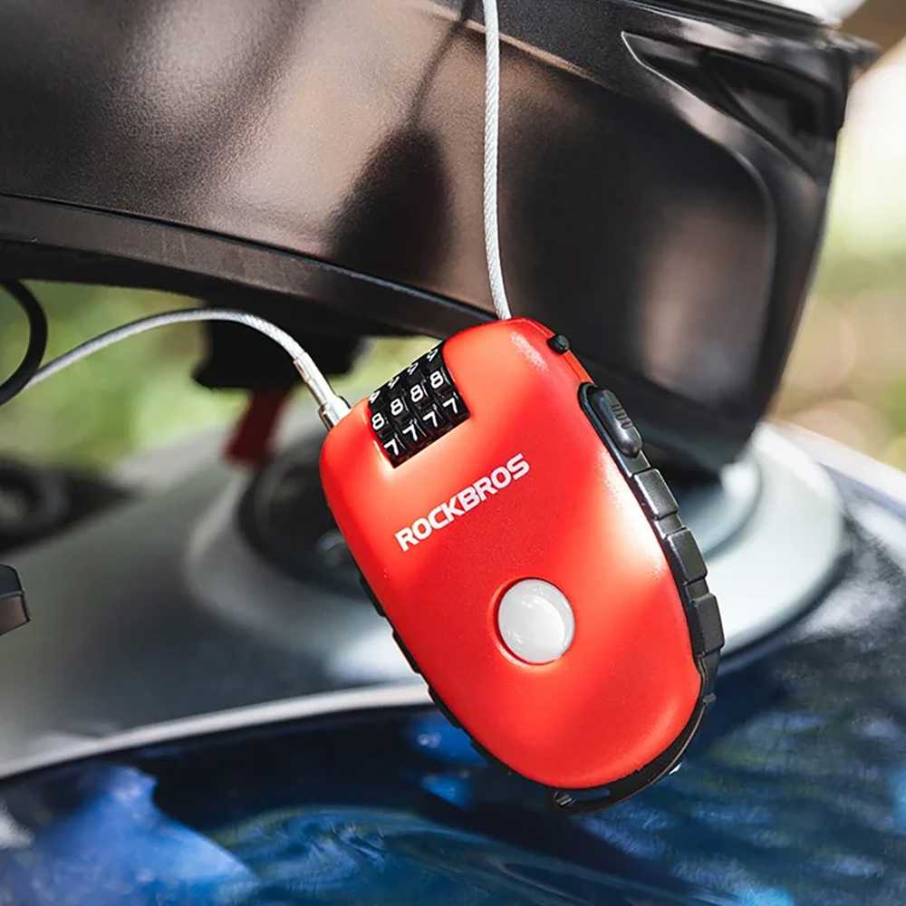 Rockbros 32420981001 bicycle lock with retractable cable – red