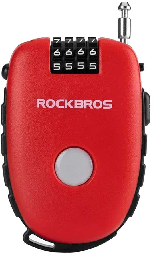 Rockbros 32420981001 bicycle lock with retractable cable – red