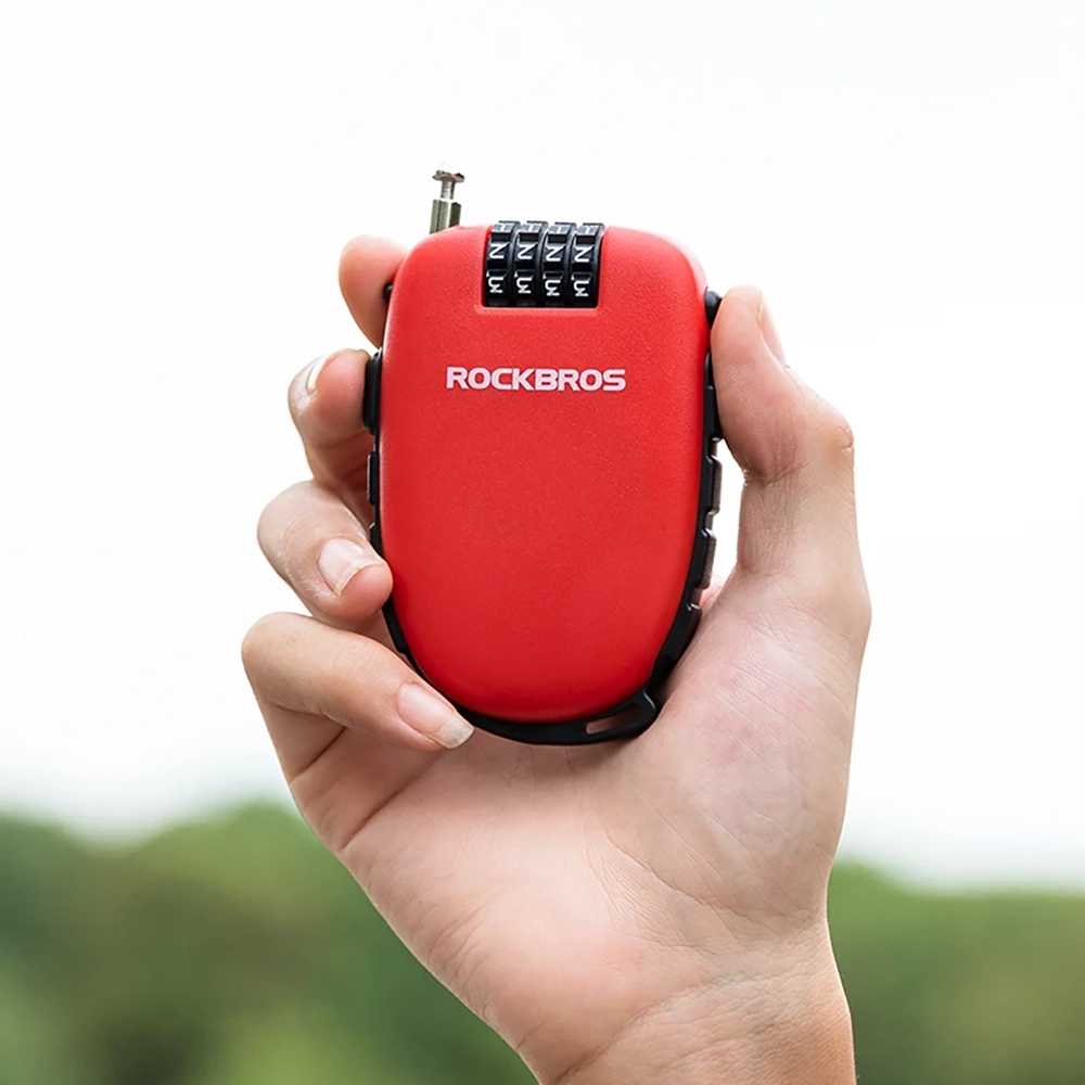 Rockbros 32420981001 bicycle lock with retractable cable – red