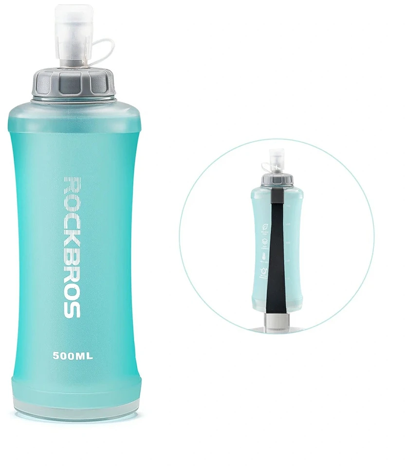 Rockbros 350017002 minkšta kolba, tekančio vandens buteliukas, 500 ml - šviesus, mėlynas