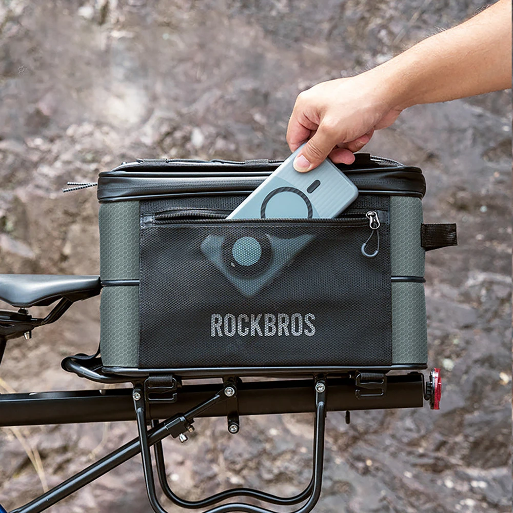 Rockbros Sulankstomas dviračio krepšys „Road to Sky“ bagažinei (15–30 l), pilkas