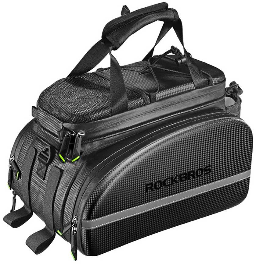 Rockbros A6-6 krepšys dviračiui for trunk, 35 l, with fold-out pockets – juodos spalvos