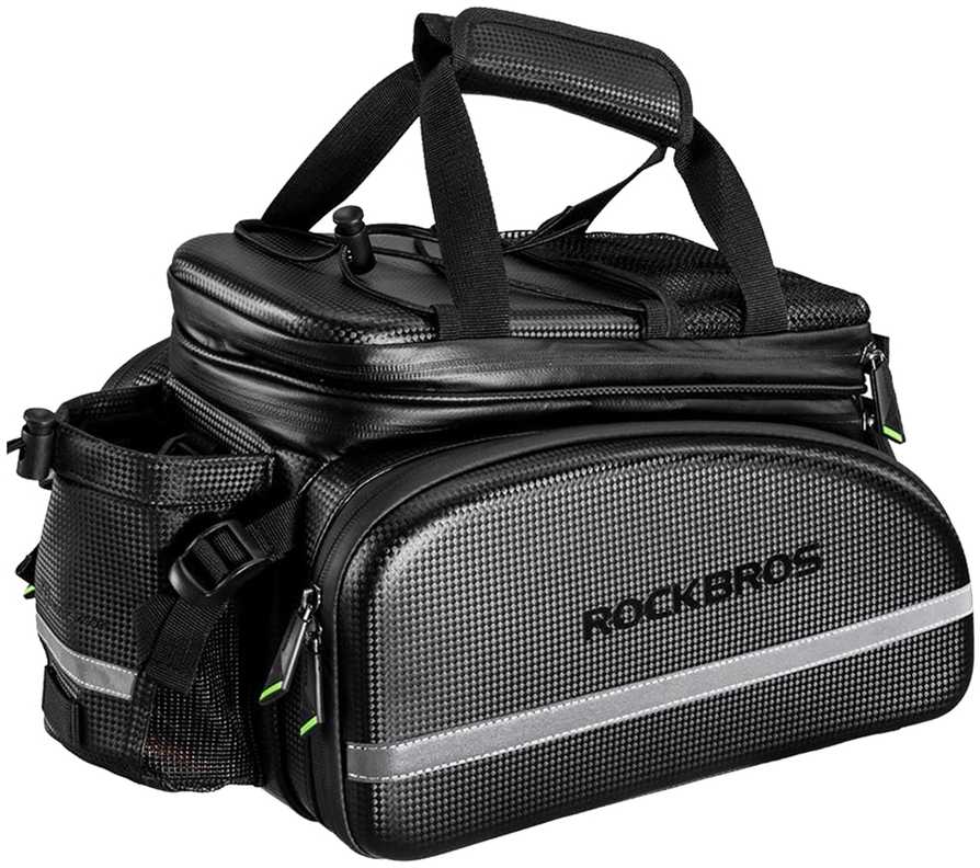 Rockbros A6-6 krepšys dviračiui for trunk, 35 l, with fold-out pockets – juodos spalvos