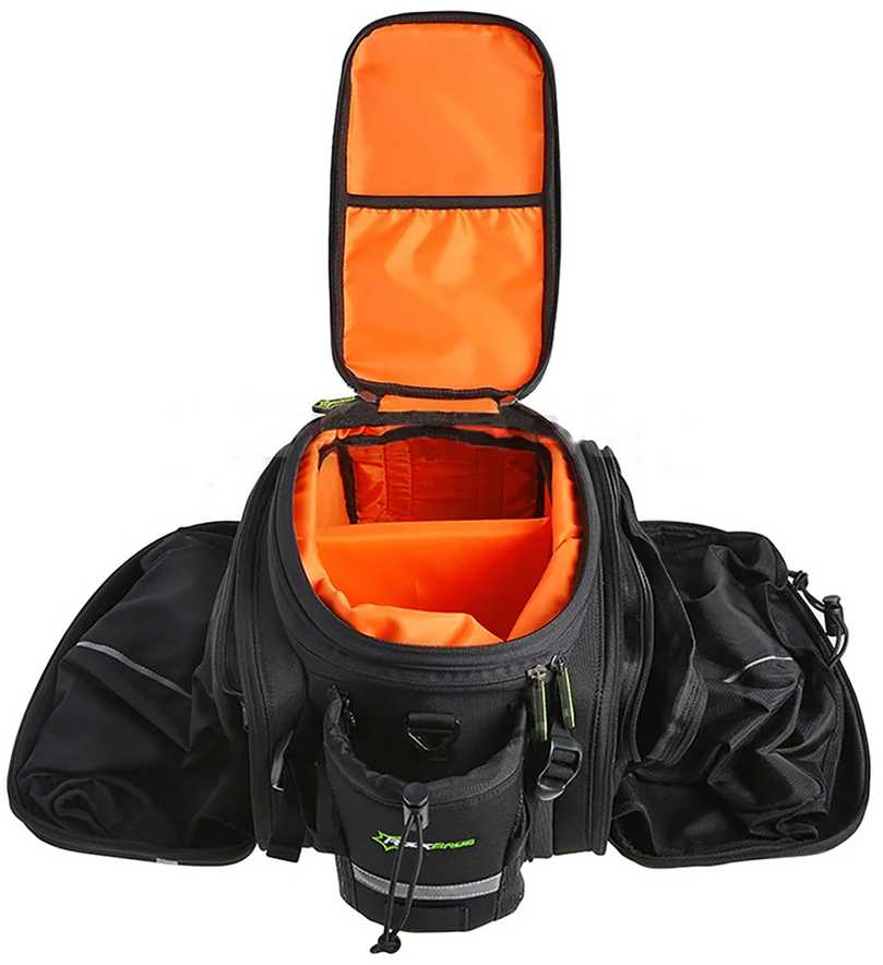 Rockbros A6-6 krepšys dviračiui for trunk, 35 l, with fold-out pockets – juodos spalvos