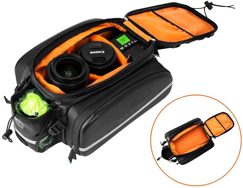 Rockbros A6-6 krepšys dviračiui for trunk, 35 l, with fold-out pockets – juodos spalvos