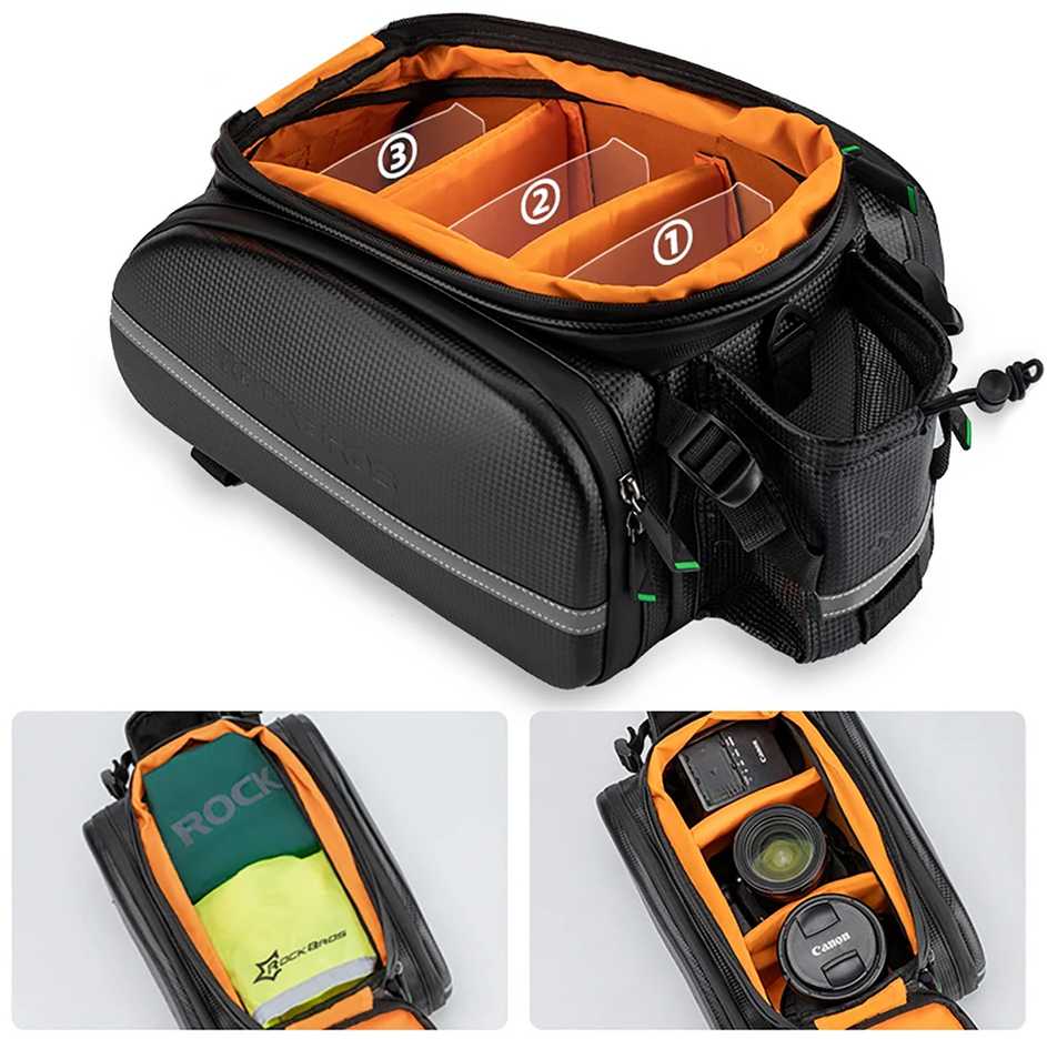 Rockbros A6-6 krepšys dviračiui for trunk, 35 l, with fold-out pockets – juodos spalvos