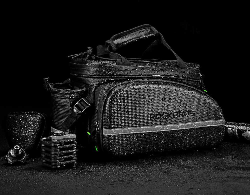 Rockbros A6-6 krepšys dviračiui for trunk, 35 l, with fold-out pockets – juodos spalvos