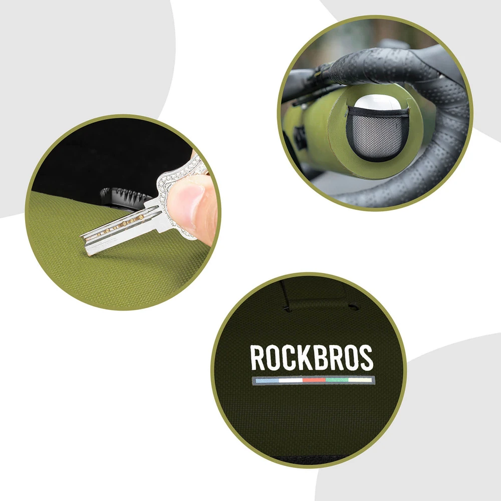 Rockbros AS-145 ROAD TO SKY dviračio vairo krepšys, atsparus vandeniui, 2 l - žalias