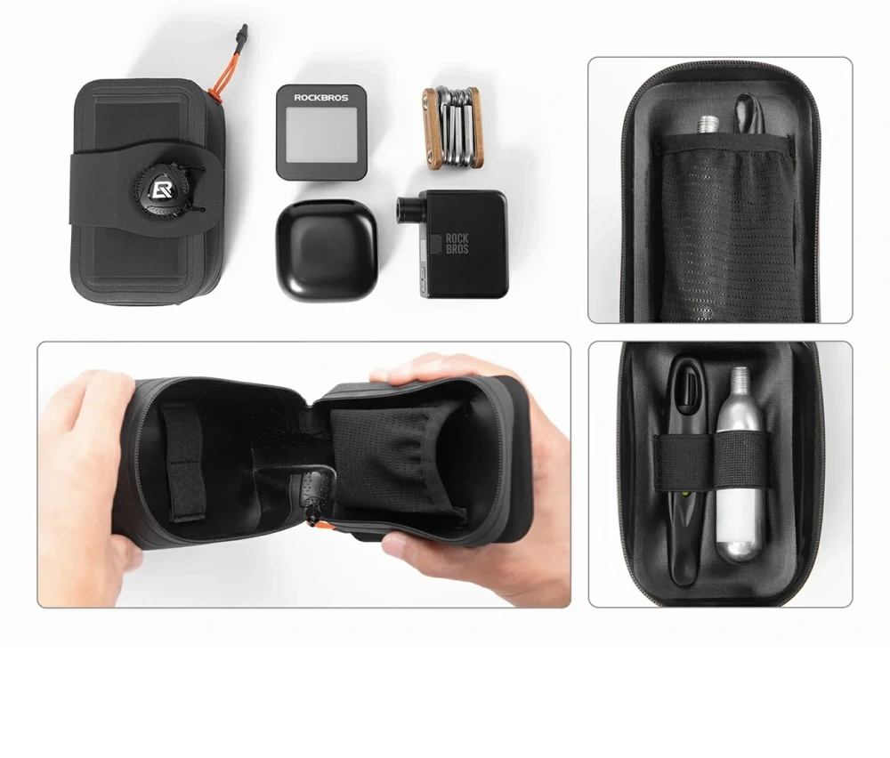 Rockbros AS-150 Atsparus vandeniui Multifunctional Saddle Bag with Bottle Holder - Juodas