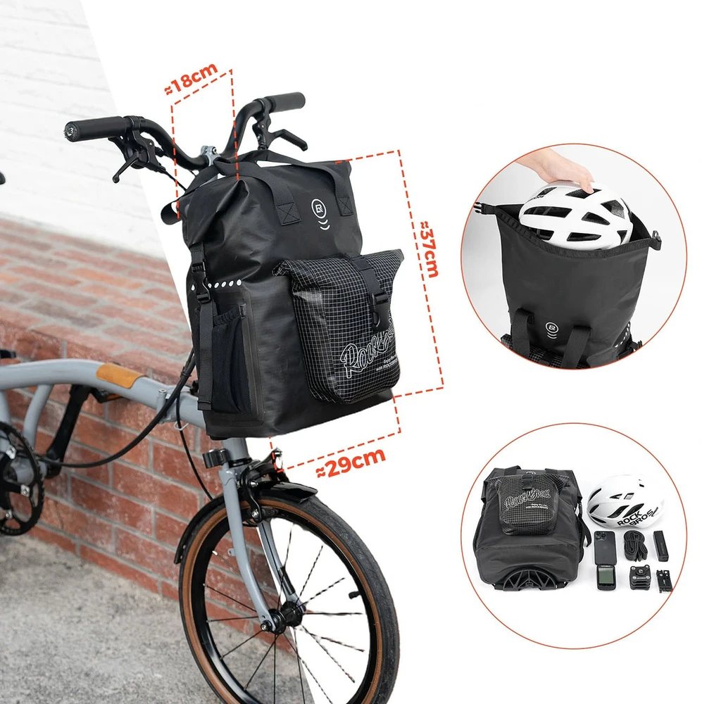 Rockbros AS-158 vairo krepšys „Brompton 18L“ sulankstomam dviračiui - Juodas