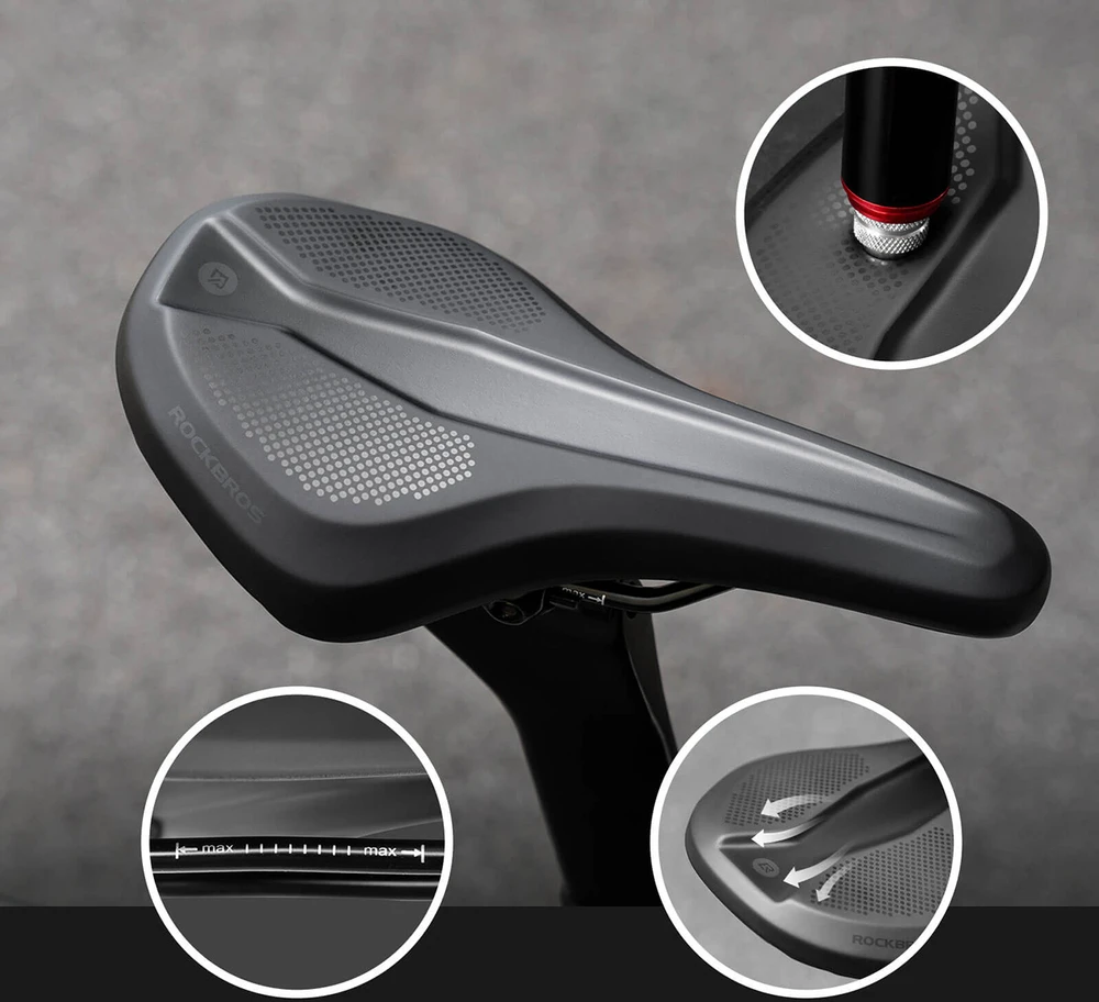 Rockbros B824 sports ergonomic bicycle saddle - juodas