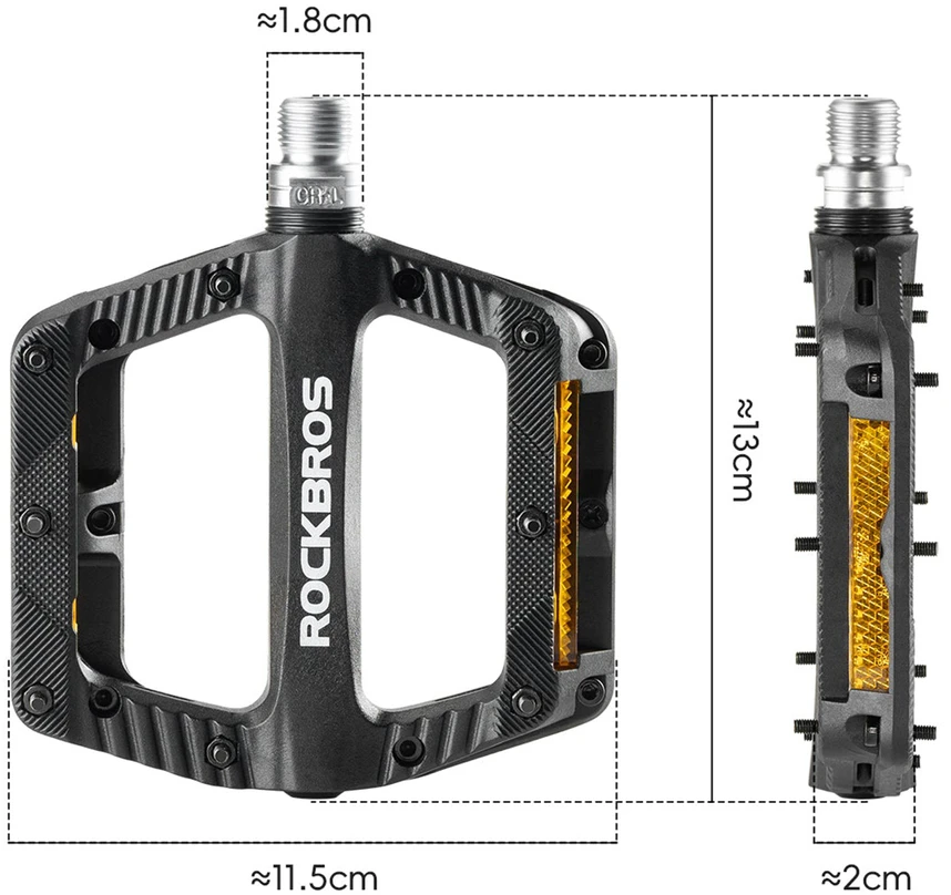Rockbros BP2501 Šviesą atspindintys nailono dviračių pedalai - Juodas