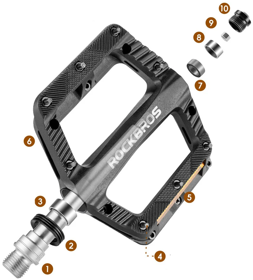 Rockbros BP2501 Šviesą atspindintys nailono dviračių pedalai - Juodas