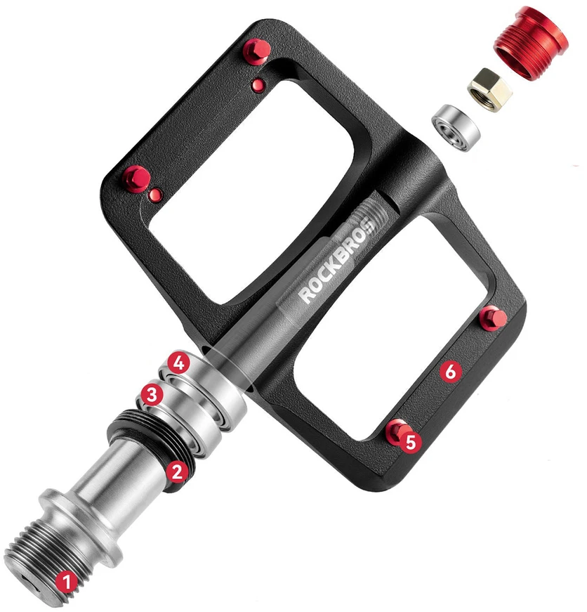 Rockbros BP2603 platforminiai dviračių pedalai su titano ašimi ir magnio lydinio guoliais - Juodas