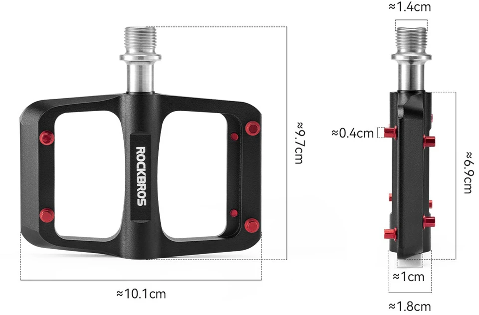 Rockbros BP2603 platforminiai dviračių pedalai su titano ašimi ir magnio lydinio guoliais - Juodas