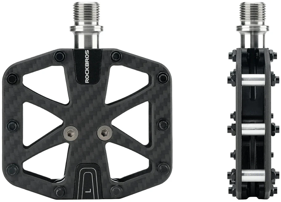 Rockbros C525 anglies pluošto platforminiai dviračių pedalai - Juodas